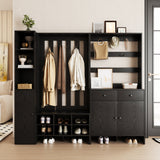 RichYa 71"H Tall Entryway Storage Cabinet,4 Doors Kitchen Pantry Cabinet with Open Shelf,3 Tier Storage Cabinets for Living Room,Entryway,Black