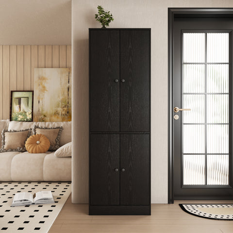 RichYa 71"H Tall Entryway Storage Cabinet,4 Doors Kitchen Pantry Cabinet with Open Shelf,3 Tier Storage Cabinets for Living Room,Entryway,Black