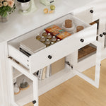 RichYa 4Pcs Kitchen Pantry Storage Cabinet,Modular Furniture Cabinets with Diplay Glass Doors,Hutch Buffet Cabinet with Drawers for Dining Room,White