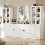 RichYa 4Pcs Kitchen Pantry Storage Cabinet,Modular Furniture Cabinets with Diplay Glass Doors,Hutch Buffet Cabinet with Shelves for Dining Room,White