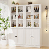 RichYa 4Pcs Kitchen Pantry Storage Cabinet,Modular Furniture Cabinets with Diplay Glass Doors,Hutch Buffet Cabinet with Shelves for Dining Room,White