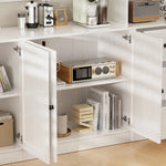 RichYa 4Pcs Kitchen Pantry Storage Cabinet,Modular Furniture Cabinets with Diplay Glass Doors,Hutch Buffet Cabinet with Shelves for Dining Room,White