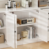 RichYa 4Pcs Kitchen Pantry Storage Cabinet,Modular Furniture Cabinets with Diplay Glass Doors,Hutch Buffet Cabinet with Shelves for Dining Room,White