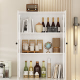 RichYa 4Pcs Kitchen Pantry Storage Cabinet,Modular Furniture Cabinets with Diplay Glass Doors,Hutch Buffet Cabinet with Shelves for Dining Room,White