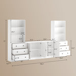 RichYa 4Pcs Kitchen Pantry Storage Cabinet,Modular Furniture Cabinets with Drawers,Hutch Buffet Cabinet with Doors for Dining Room,White