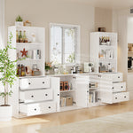 RichYa 4Pcs Kitchen Pantry Storage Cabinet,Modular Furniture Cabinets with Drawers,Hutch Buffet Cabinet with Doors for Dining Room,White