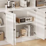 RichYa 31.5W Kitchen Credenza & Sideboard,Buffet Cabinet with Drawer & 2 Glass Doors,Coffee Bar for Dining Room,White