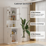 RichYa Curio Cabinets with Glass Doors,Tall Display Cabinet with Storage Shelf,5-Tier Modular Bookcases with Doors for Living Room,Dining Room(AEA)
