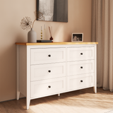 RichYa 6 Drawer Dresser for Bedroom,Chest of Drawers with Metal Knobs,Dresser for Closet,Wood