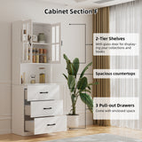 RichYa Curio Cabinets with Glass Doors,Tall Display Cabinet with Storage Shelf,5-Tier Modular Bookcases with Doors for Living Room,Dining Room(AEA)