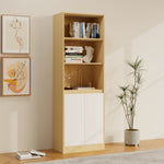 RichYa 71"H Tall Entryway Bookcase with Doors,Storage Cabinet with Open Shelf,3 Tier Bookshelf for Living Room,Entryway,Wood