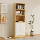 RichYa 71"H Tall Entryway Bookcase with Doors,Storage Cabinet with Open Shelf,3 Tier Bookshelf for Living Room,Entryway,Wood