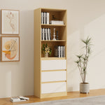 RichYa 71"H Tall Entryway Bookcase with Doors,Storage Cabinet with Open Shelf,3 Tier Bookshelf for Living Room,Entryway,Wood