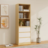 RichYa 71"H Tall Entryway Bookcase with Doors,Storage Cabinet with Open Shelf,3 Tier Bookshelf for Living Room,Entryway,Wood