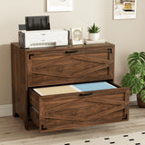 RichYa 2 Drawer Wood Lateral File Cabinet, Large Filing Cabinet for Home Office, Fits A4/Letter Size Files, Brown
