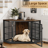 RichYa 52 Inch Corner Dog Crate Furniture, Wooden Dog Kennel Furniture Style for Large Dogs, Indoor Heavy Duty Dog House TV stand, End Table, Side Table, Brown