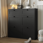 Black Shoe Cabinet with 4 Flip Drawers,Shoe Racks Storage Cabinet with 2 Drawers for Narrow Entryway