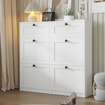 White Shoe Cabinets with 4 Flip Drawers and 2 Drawers for Narrow Entryway,Living Room,Bedroom