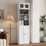RichYa 85.5"H Tall Narrow Bookcase,7-Tier Bookshelf with 8 Doors & 6 Open Shelves, 47.24" W Sturdy Book Shelf with Storage for Living Room,Office(AA)