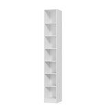RichYa 85.5"H Tall Narrow Bookcase,7-Tier White Bookshelf with Open Shelves, 11.81" W Modern Sturdy Book Shelf with Storage for Living Room,Office(C)