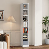 RichYa 85.5"H Tall Narrow Bookcase,7-Tier White Bookshelf with Open Shelves, 11.81" W Modern Sturdy Book Shelf with Storage for Living Room,Office(C)