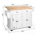 RichYa Kitchen Islands with Storage, Rolling Kitchen Cart with Drop Leaf and Lockable Wheels, Microwave Island Table for Kitchen, Living Room, White