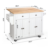RichYa Kitchen Islands with Storage, Rolling Kitchen Cart with Drop Leaf and Lockable Wheels, Microwave Island Table for Kitchen, Living Room, White