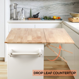 RichYa Kitchen Islands with Storage, Rolling Kitchen Cart with Drop Leaf and Lockable Wheels, Microwave Island Table for Kitchen, Living Room, White