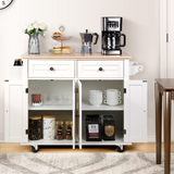 RichYa Kitchen Islands with Storage, Rolling Kitchen Cart with Drop Leaf and Lockable Wheels, Microwave Island Table for Kitchen, Living Room, White