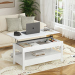 RichYa Modern 41.7in Lift Top Coffee Table with 2 Drawers Rectangle Metal Frame, White