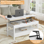 RichYa Modern 41.7in Lift Top Coffee Table with 2 Drawers Rectangle Metal Frame, White