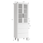 RichYa 71"H Tall Bookcase with Glass Door,4 Doors Display Bookshelf with Metal Legs,6 Tier Storage Cabinets for Living Room,Home Office,White