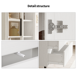 RichYa 71"H Tall Bookcase with Glass Door,4 Doors Display Bookshelf with Metal Legs,6 Tier Storage Cabinets for Living Room,Home Office,White