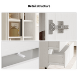 RichYa 71"H Tall Bookcase with Glass Door,4 Doors Display Bookshelf with Metal Legs,6 Tier Storage Cabinets for Living Room,Home Office,White