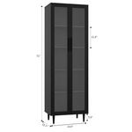 RichYa 71"H Tall Bookcase with Glass Door,4 Doors Display Bookshelf with Metal Legs,6 Tier Storage Cabinets for Living Room,Home Office,White