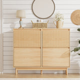 RichYa Entryway Slim Shoe Cabinet – 4 Flip Drawers with Adjustable Divider, Fluted Narrow Shoe Rack Fits 20 Pairs for Living Room
