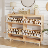 RichYa Entryway Slim Shoe Cabinet – 4 Flip Drawers with Adjustable Divider, Fluted Narrow Shoe Rack Fits 20 Pairs for Living Room