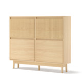 RichYa Entryway Slim Shoe Cabinet – 4 Flip Drawers with Adjustable Divider, Fluted Narrow Shoe Rack Fits 20 Pairs for Living Room