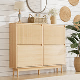 RichYa Entryway Slim Shoe Cabinet – 4 Flip Drawers with Adjustable Divider, Fluted Narrow Shoe Rack Fits 20 Pairs for Living Room