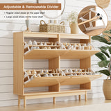 RichYa Entryway Slim Shoe Cabinet – 4 Flip Drawers with Adjustable Divider, Fluted Narrow Shoe Rack Fits 20 Pairs for Living Room