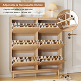 RichYa Entryway Slim Shoe Cabinet – 6 Flip Drawers with Adjustable Divider, Fluted Narrow Shoe Rack Fits 30 Pairs for Living Room,Gifts for Christmas