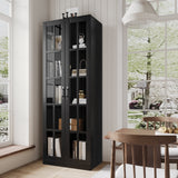 RichYa 3Pcs Kitchen Storage Cabinets and Countertops,Pantry Hutch Set with Glass Doors and Shelves,Freestanding Coffe Bar for Dining Room