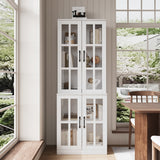 RichYa 3Pcs Kitchen Storage Cabinets and Countertops,Pantry Hutch Set with Glass Doors and Shelves,Freestanding Coffe Bar for Dining Room