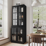 RichYa 3Pcs Kitchen Storage Cabinets and Countertops,Pantry Hutch Set with Glass Doors and Shelves,Freestanding Coffe Bar for Dining Room
