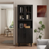 RichYa 3Pcs Grid Bookcases with Doors,Modular Furniture Bookcases,5-Tier Bookshelves with Glass Doors & Study Legs for Living Room