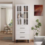 RichYa 3Pcs Grid Bookcases with Doors,Modular Furniture Bookcases,5-Tier Bookshelves with Glass Doors & Study Legs for Living Room