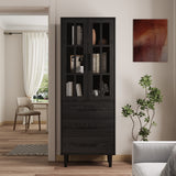 RichYa 3Pcs Grid Bookcases with Doors,Modular Furniture Bookcases,5-Tier Bookshelves with Glass Doors & Study Legs for Living Room
