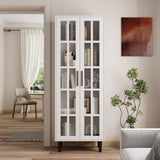 RichYa 3Pcs Grid Bookcases with Doors,Modular Furniture Bookcases,5-Tier Bookshelves with Glass Doors & Study Legs for Living Room
