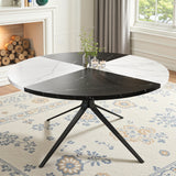 Richya 47" Round Dining Table for 4-6 People, Modern Kitchen Table with Metal Legs, Dining Room Table for Kitchen Living Room, Marble