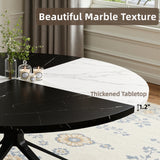 Richya 47" Round Dining Table for 4-6 People, Modern Kitchen Table with Metal Legs, Dining Room Table for Kitchen Living Room, Marble